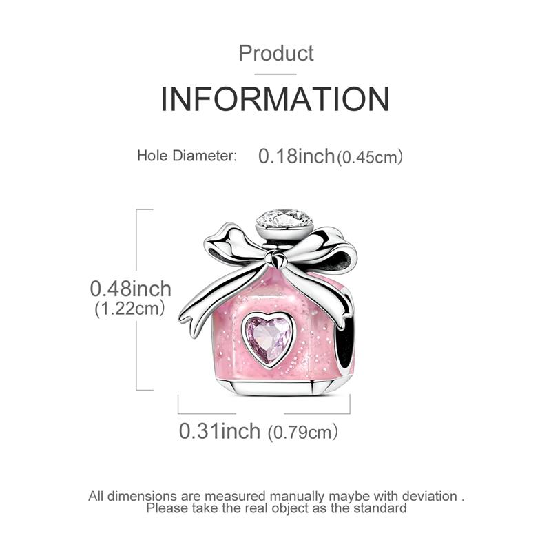 Original Real Copper Charm Bead Pink Bow Perfume Bead Pendant Fit Original Bracelet For Women Diy Jewelry Gift