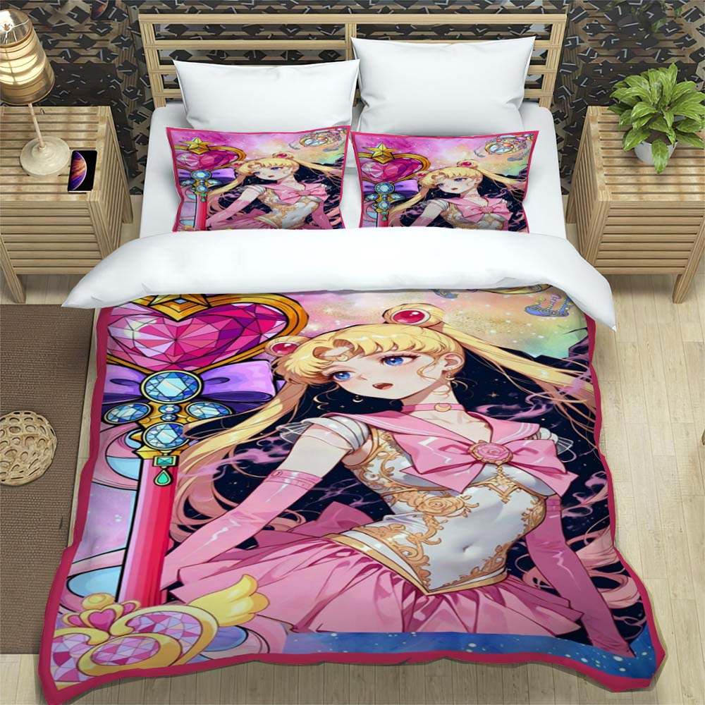 Neue Kawaii Sailor Moon Weiche und Bequeme Bettbezug, Kinderbettwäsche Set Geschenk, Extragroß, Mehrere Größen Verfügbar.