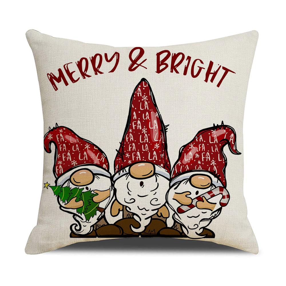 New Christmas Pillow Cover Hand-painted Cartoon Pattern Printed Cushion Holiday Decoration Cushion Home