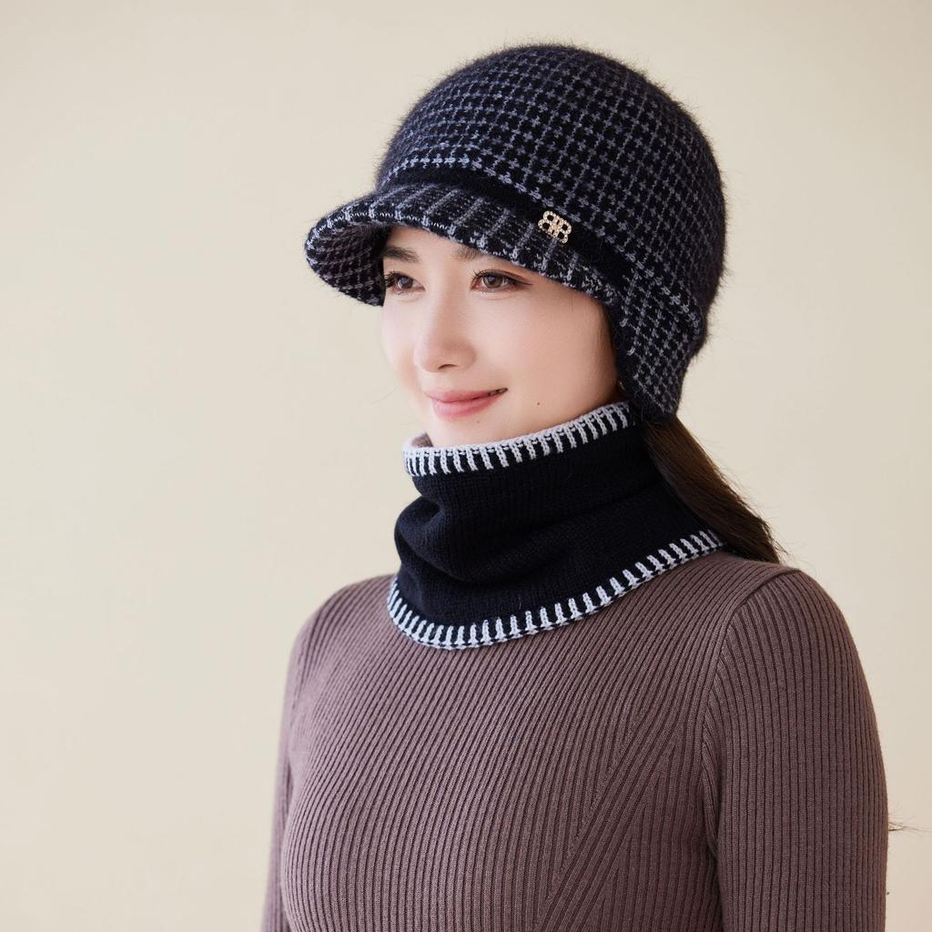 Rabbit Duck Tongue Knitted Hat Warm Fleece Ear Protector Wool Hat New Middle-aged and Elderly Hat Women's Autumn and Winter