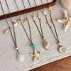 Wax Rope Starfish Clavicle Chain Long Adjustable Bohemian Beaded Necklace  Daily Matching