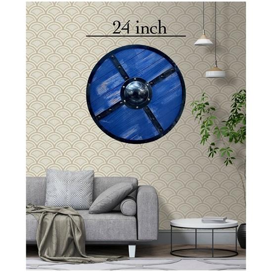 Bouclier viking médiéval de 60,96 cm, bouclier en bois, réplique de bouclier viking, bouclier de guerrier médiéval