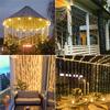 300 LED Solar Courtyard Curtain Lights Outdoor Waterproof Fairy String Lights With 8 Modes for Garden Window Bedroom Wedding