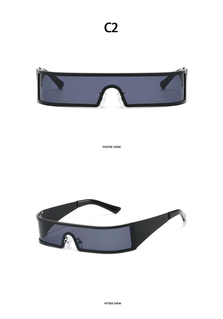 Futuristic Integrated Mirror Design Sunglasses – Trendy European & American Street Style Sun Protection.