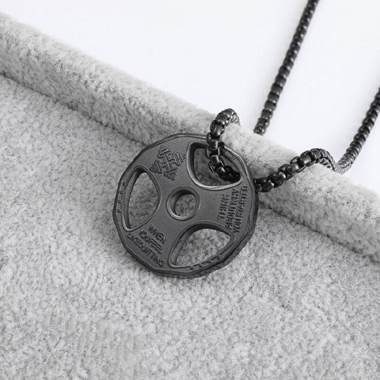 Dumbbell Pendant Necklace Titanium Steel Fitness Gym Necklace Men Women Pendant