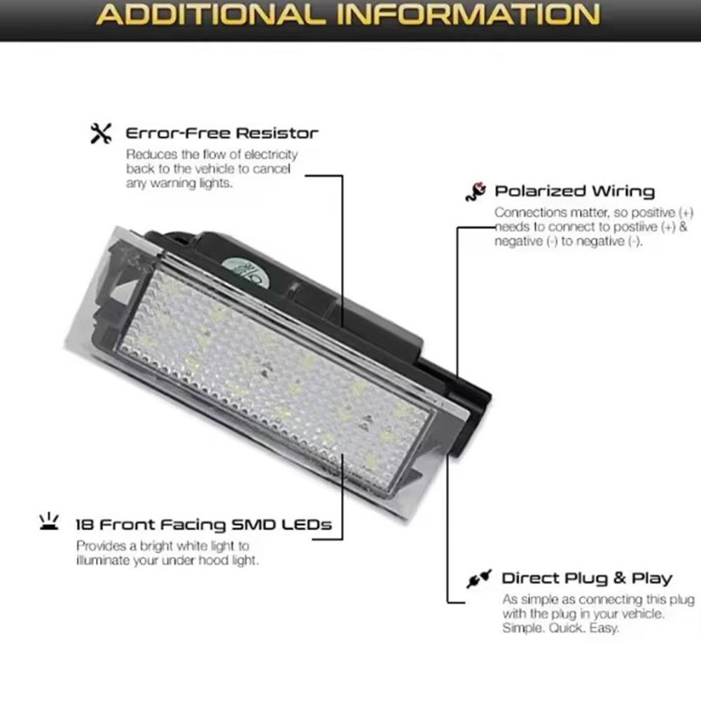 2 Stück LED-Kennzeichenbeleuchtung für Renault Clio, Laguna 2, Megane 3, Twingo, Master, Vel Satis, Wind, Trafic, Twizy