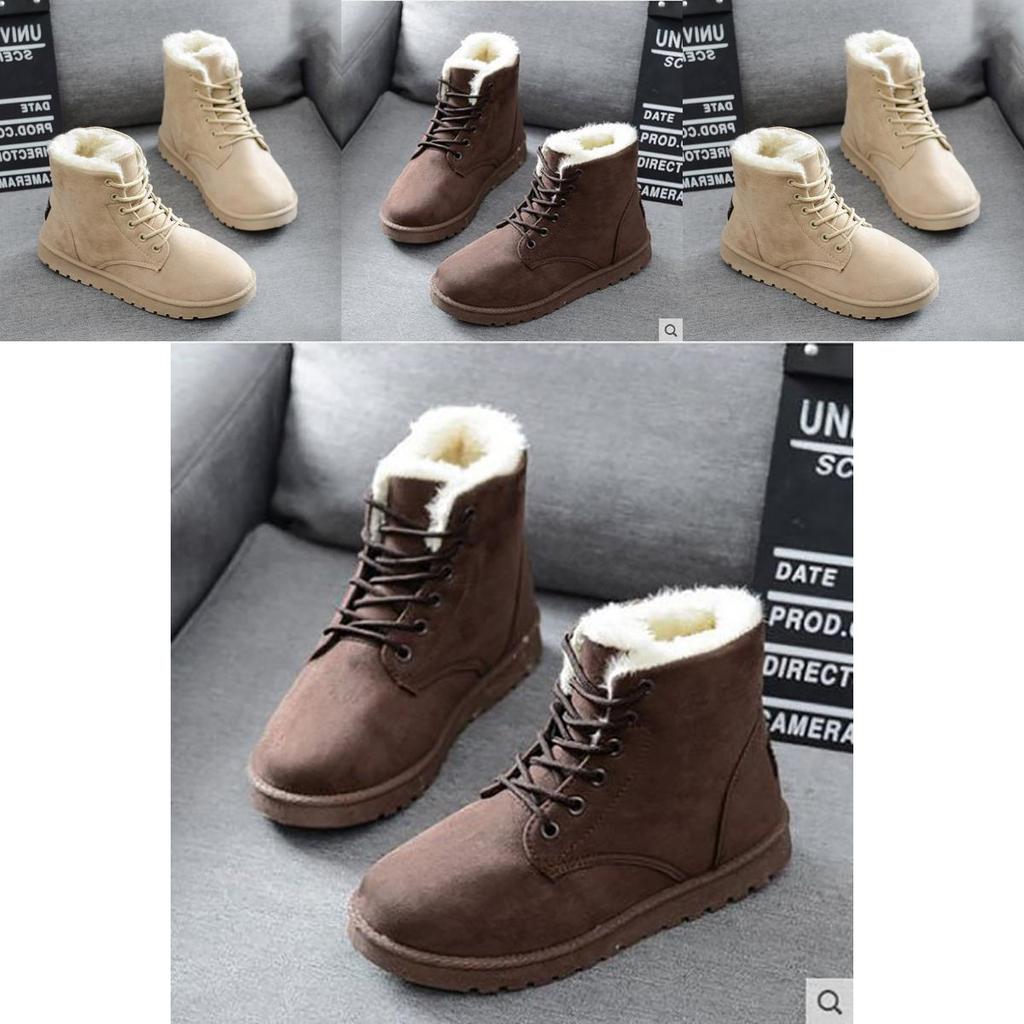 Cozy And Stylish Women's Faux Suede Fur Lined Winter Ankle Snow Boots