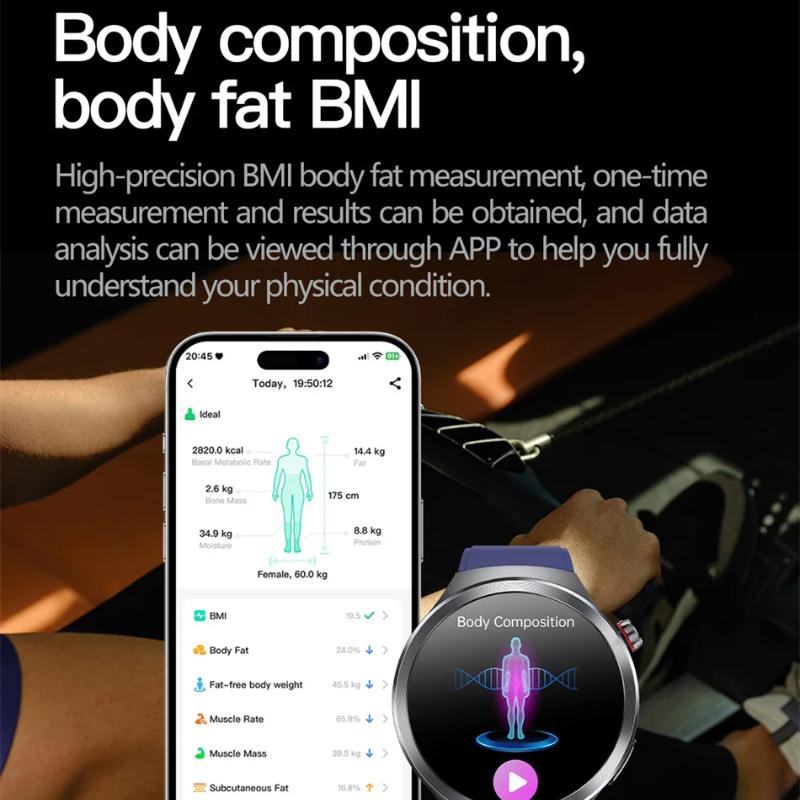 2025 Yeni Ürik Asit Kan Basıncı Kan Oksijeni Vücut Analizi Akıllı Saat EKG+PPG Saat Bluetooth Çağrı Akıllı Saat Erkekler Yorgunluk İzleme