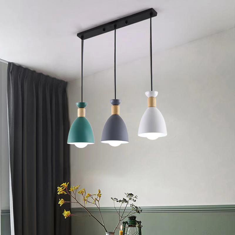 Nordic Modern Minimalist Macaron Pendant Light - Three-Head Design for Restaurant or Bar Counter
