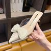 Fashion Shoes for Women with Heel Woman Mules Slippers Pearl Pointed Toe Bow Sandals Shoe High Quality Slip-resistant Clappers 39 Slides