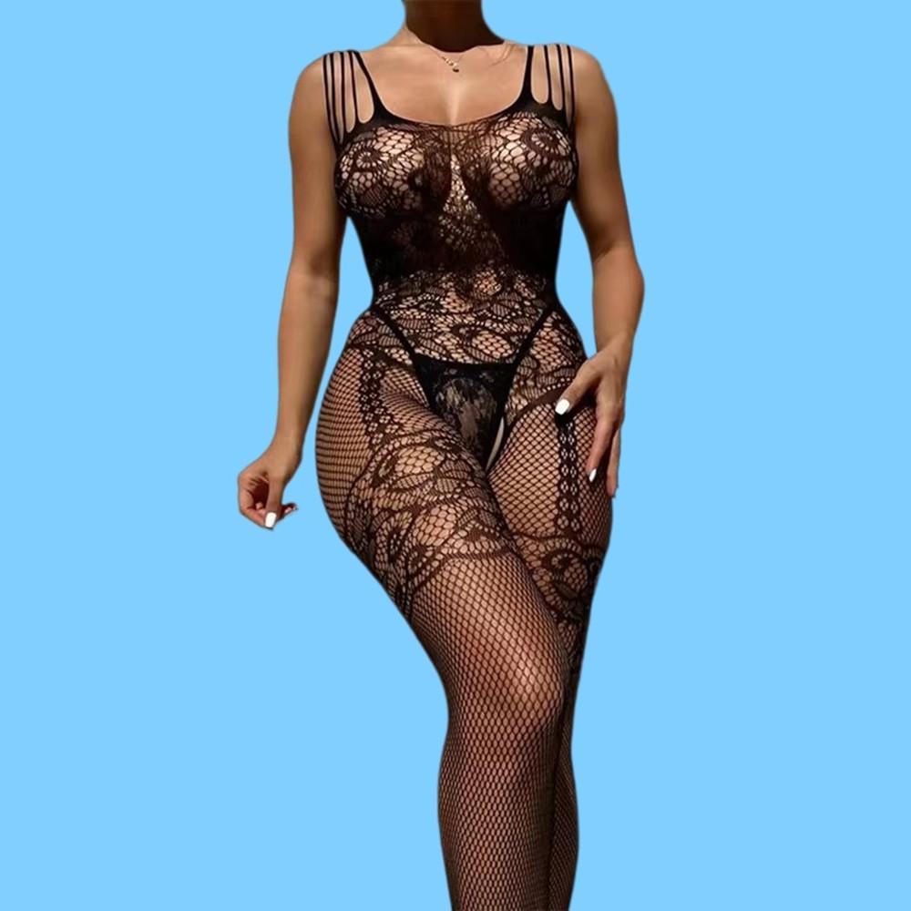 Sexy Adult Women Open Crotch Bodystocking Erotic Lingerie Sleeveless Underwear Crotchless Porn Catsuit Mesh One Piece Bodysuit