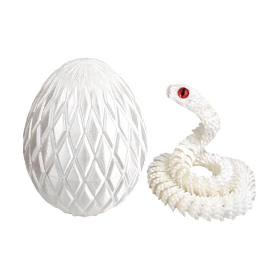 3D Printed Snake Egg Figurine Movable Joints Snake Figure Desk Fidget Toy Egg with Articulated Snake Inside Decoration Ornament