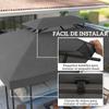 Replacement Canopy 4x3 m with Double Roof Drainage Holes and UV Protection Canopy Only NOT Including Frame Dark Grey