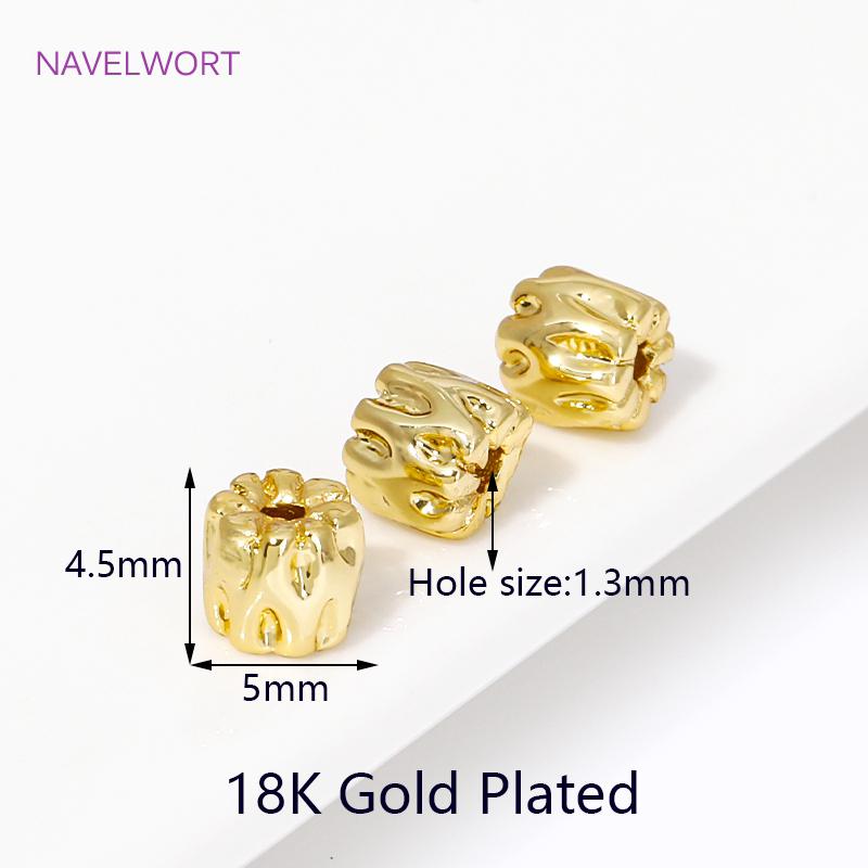 

2 Sizes 18K Gold Plated Brass Irregular Spacer Beads For Jewelry Making Supplies,Beads Separator,DIY Bracelet Making Accessories 5 pieces