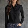 New Autumn Solid Color Long-sleeved Versatile Shirt Lapel Satin Shirt