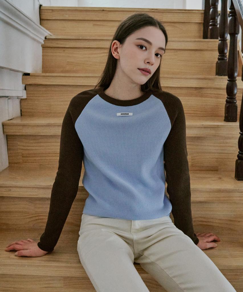SWEET SOUP Lettering Point Raglan Sleeve Knit (Wbalkf2)