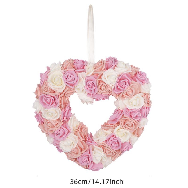 Heart Shaped Wreath Artificial Heart Rose Wreaths Decorative Holiday Ornament Cute Love Garland For Home Living Room