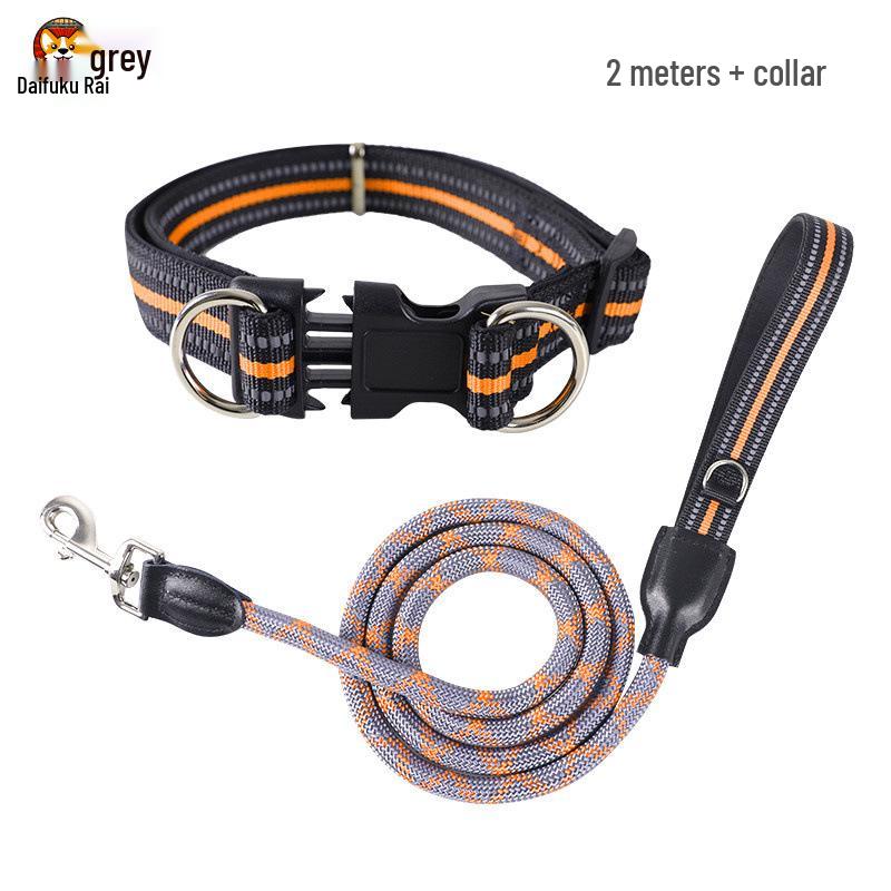 2m Anti-Shock Dog Leash with Collar for Medium & Large Breeds - Golden Retriever & Teddy Training Rope