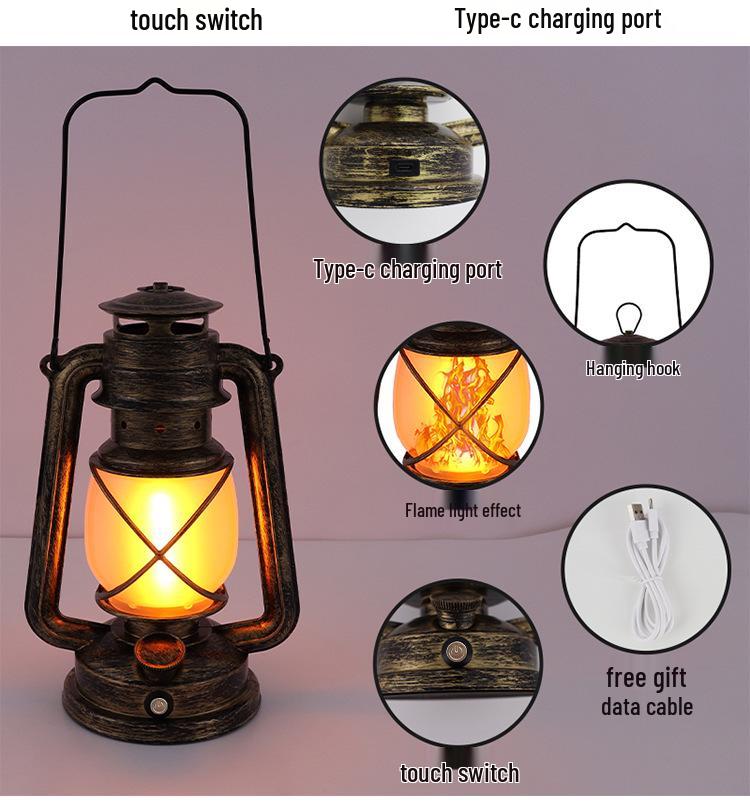 2025 Outdoor LED Table Lamp - Retro Hurricane Style Camping Atmosphere Light