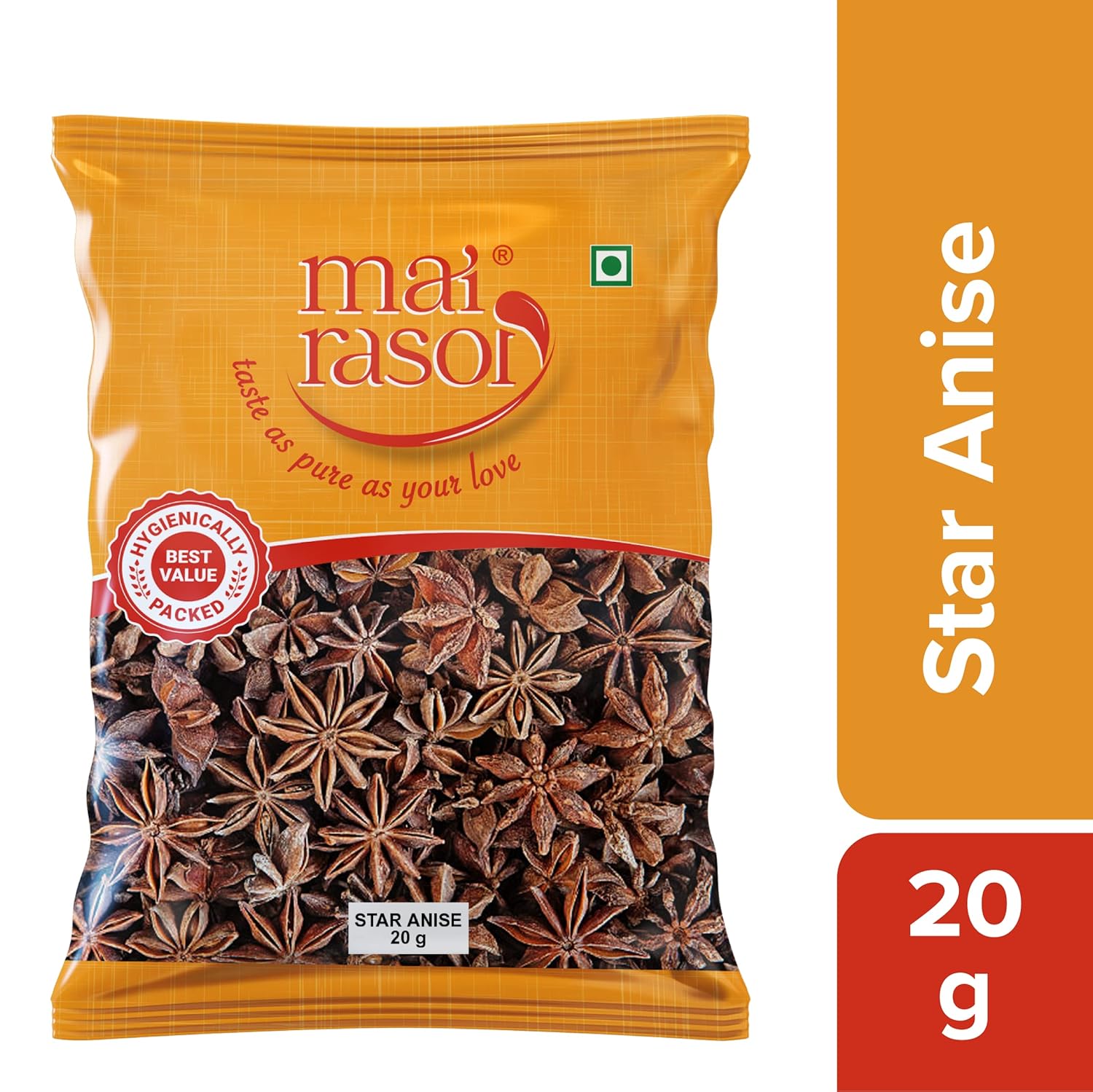 

MAI RASOI Premium Star Anise Whole Spice 20 g Pack For Biryani Soups Baking Masala And Gourmet Home Cooking Recipes