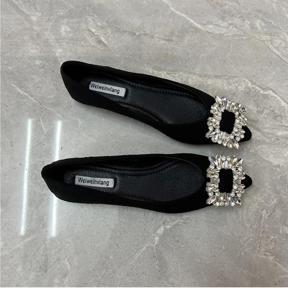 Mode Flats Damskor 2025 Vår Höst Nya Casual Spetsig Tå Mocka Låg Utskuren Sko Allmatch Damer Stor Storlek 43 44