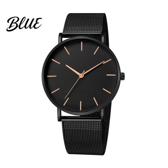 Milanese Woven Band Watch Men Mesh Minimalist Quartz Analog Simple