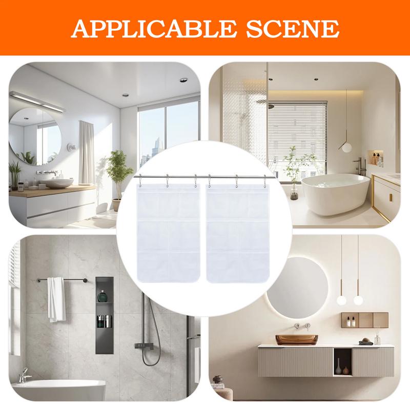 Wall Shower Organizer Mesh Space Saving Quick Dry Storage Pockets Spacious Bathroom Accessories Storage For Adults Lovers Family