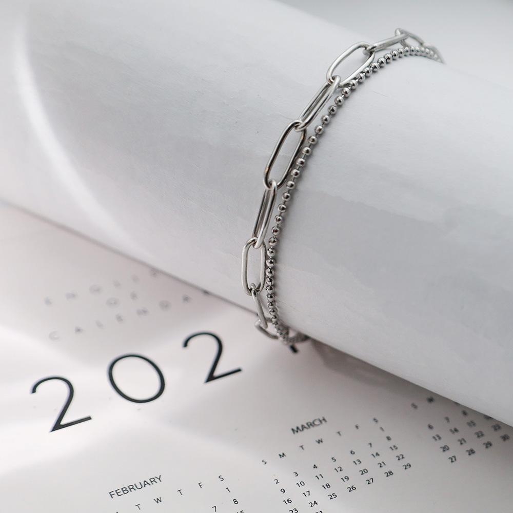 Doppelschichtige Titanstahl-Kettenarmband Damenmode Einfach 18 Karat Titanstahl Schmuck Verblasst Nicht