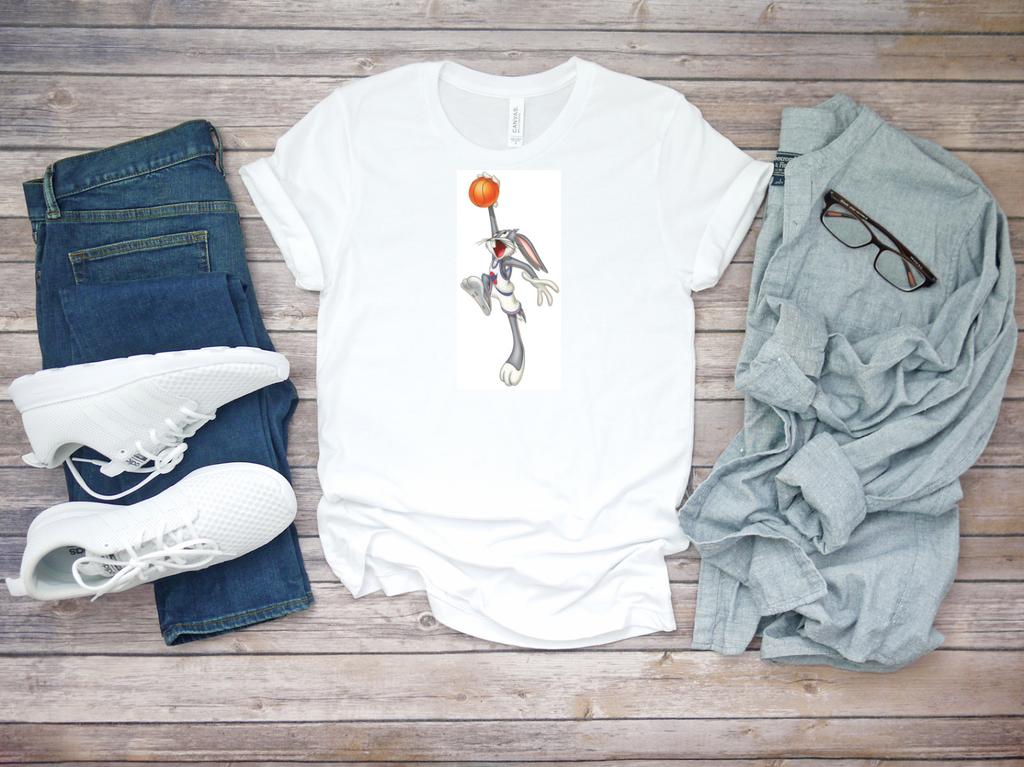 Bugs Bunny basketball Sleeve White Men T-shirt K717