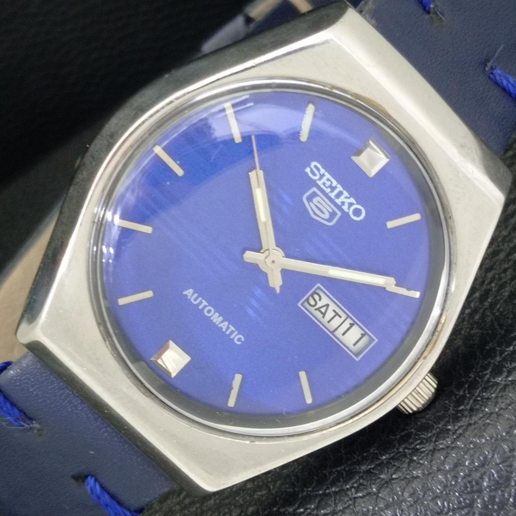 VINTAGE SEIKO 5 AUTOMATIC 6309A JAPAN MENS BLUE COLOR DIAL WATCH a701530-5 R206b-a701530