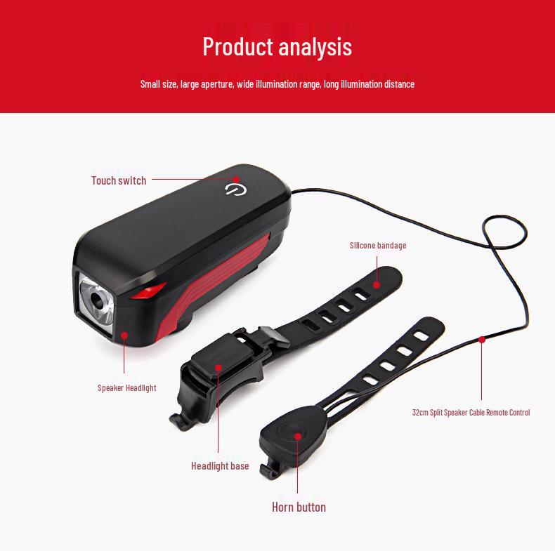 USB Rechargeable Bicycle Headlight & Horn with High Brightness and Warning Light
