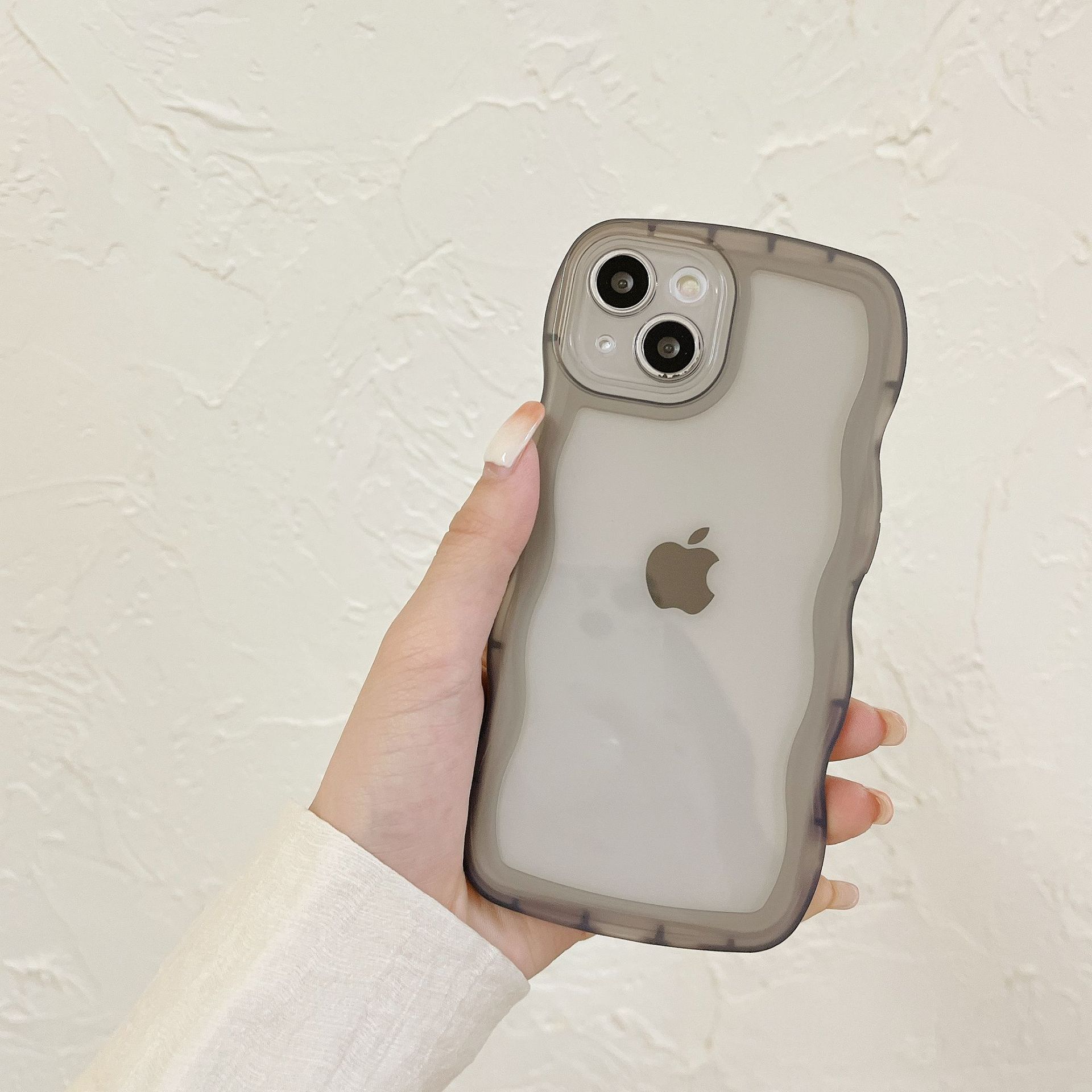 

For Apple 17 Big Wave Phone Case for IPhone 16 Ins Style Simple Soft Case XR Anti Drop Transparent Color Protective Cover (as the picture-37839-)-Apple 12MINI