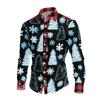 Men's Casual Long Sleeve Shirt with Christmas Print for Holiday Party and Fall