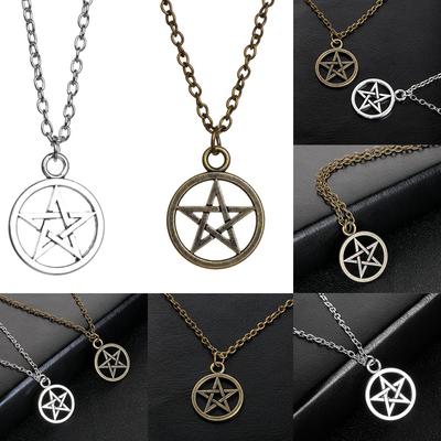 Men Vintage Fashion Religious Retro Necklace Satan Sign Pentagram Pendant