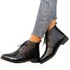 Large size retro pointed fashion short leather boots women's new color matching front lace-up four-season fashion boots