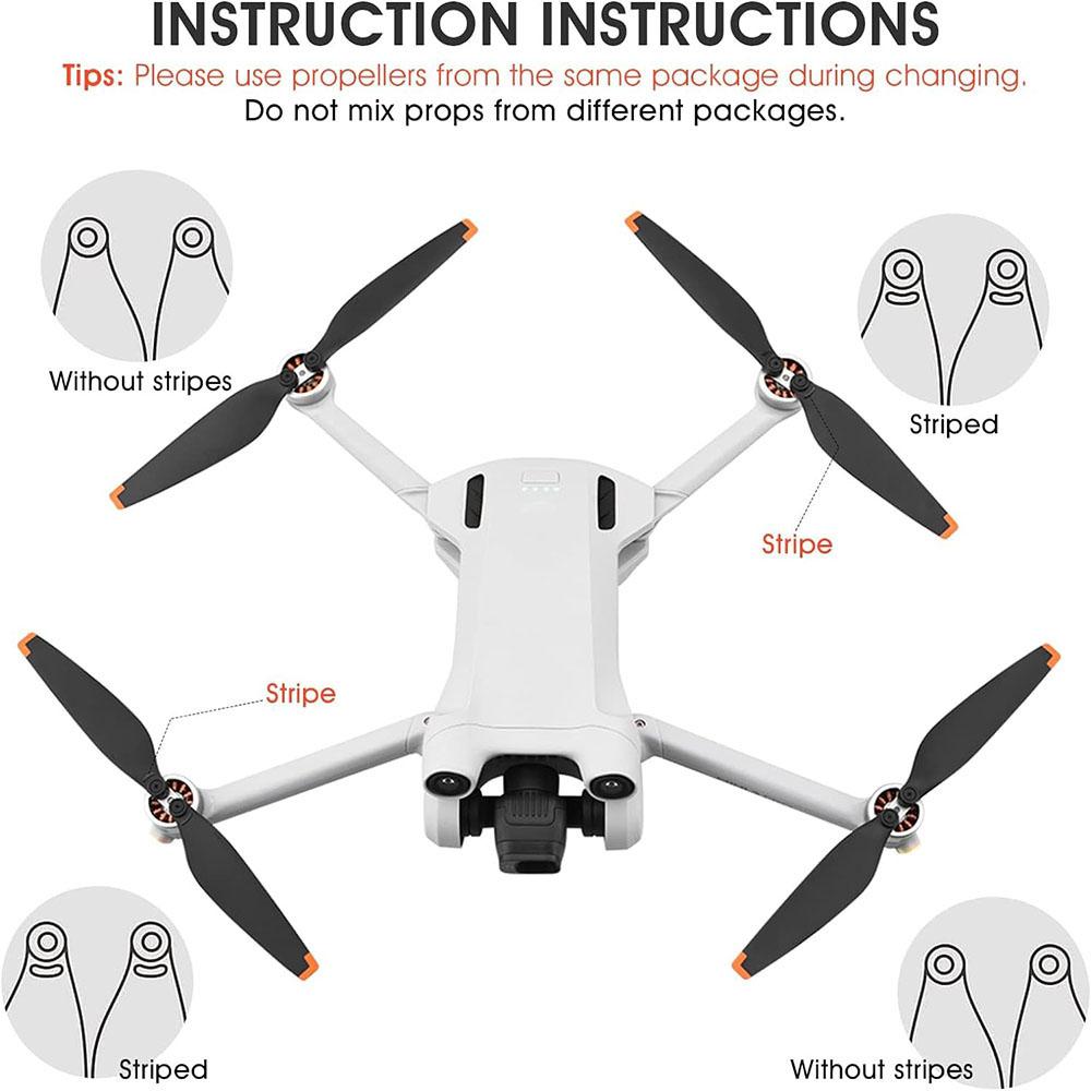 16PCS Black Plastic Propeller Blades For DJI Mini 3 Pro Drone Low Noise