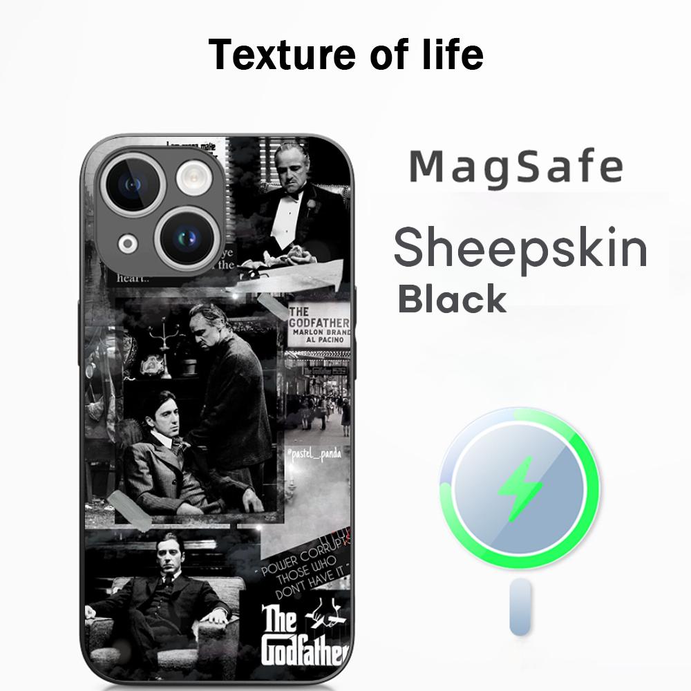 The Godfather Classic Movie Poster Phone Case For iPhone 17 16 15 14 13 12 Plus Pro Max  High-end Luxury Magsafe Sheepskin