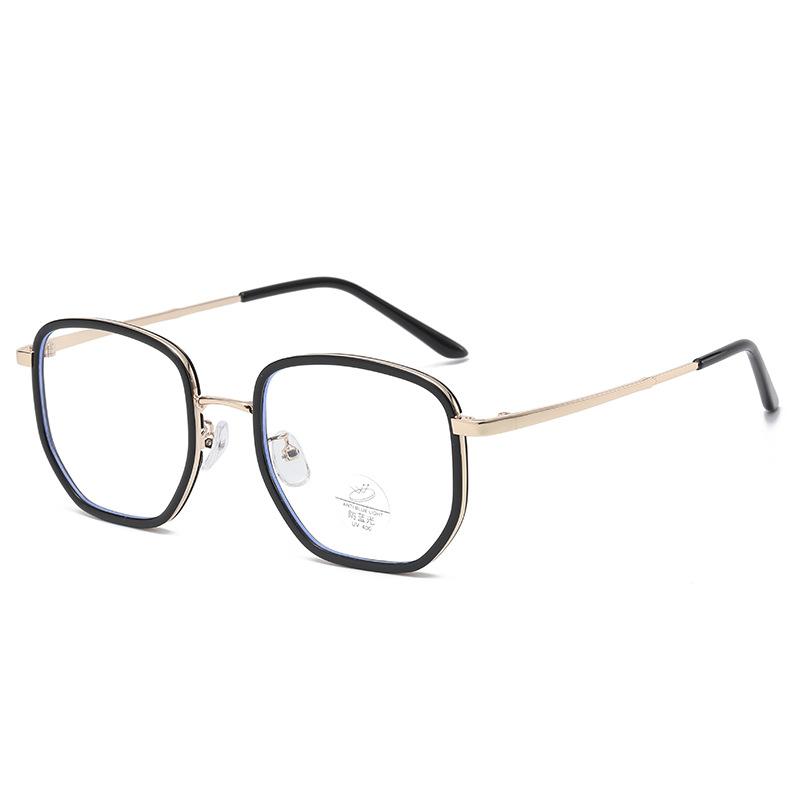 Metal TR myopia glasses frame Internet celebrity men and women plain polygon flat mirror frame tide