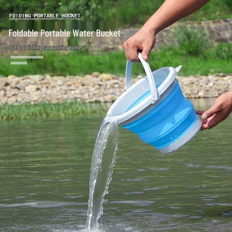 Seau d'eau pliable en silicone portable: Épaissi, Petit, pour la Pêche, la Collecte sur la Plage, le Lavage des Mains et la Collecte d'Eau