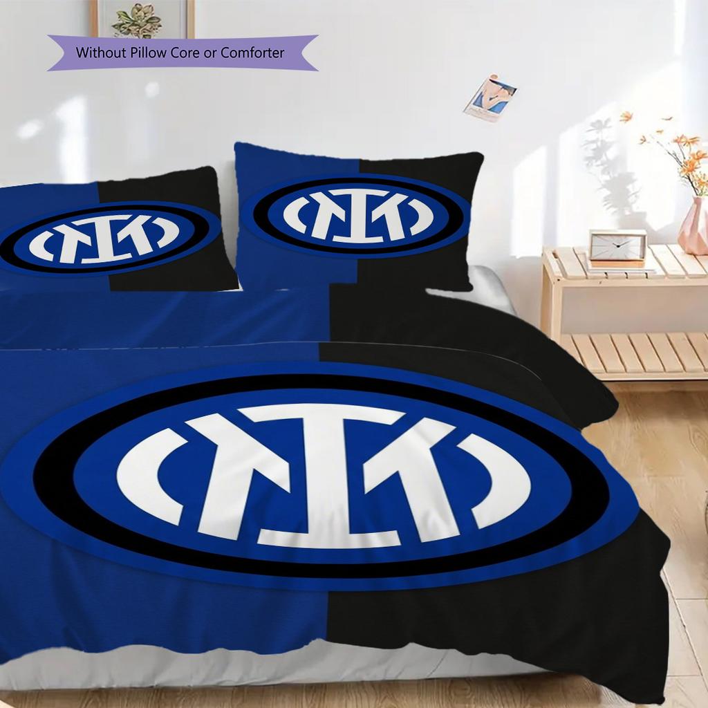 Set tre pezzi Design Emblema Inter (1 * copripiumino + 2 * federa, senza nucleo) Set biancheria da letto Regalo di Natale per compleanno Morbido e confortevole