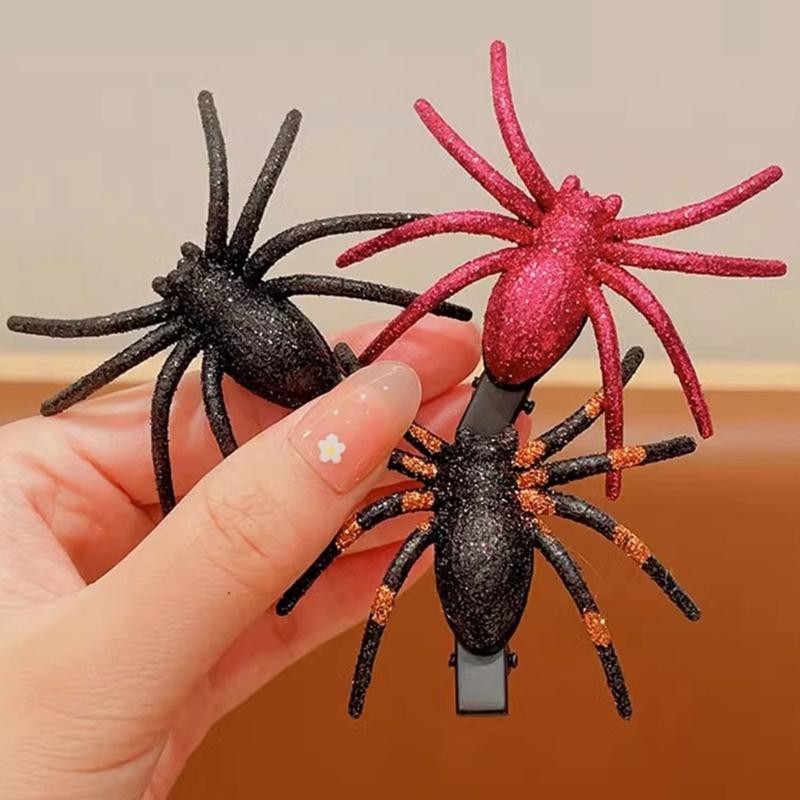 Goth Simulation Spiders Shape Hairpins Hot Girls Punk Duckbill Hair Clip Halloween Ponytail Bangs Hair Clip for Woman