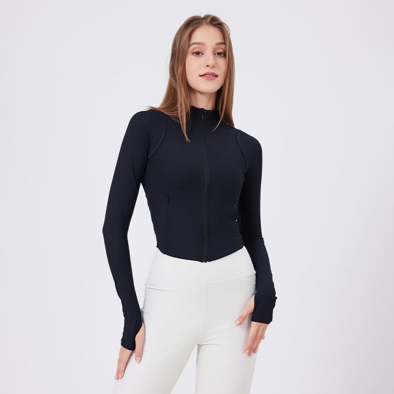 Export Casual Running Outerwear Yoga Clothes Women's Zipper Slim Fit Sports Outwear Outdoor Nude Feel Fitness Jacket Tops