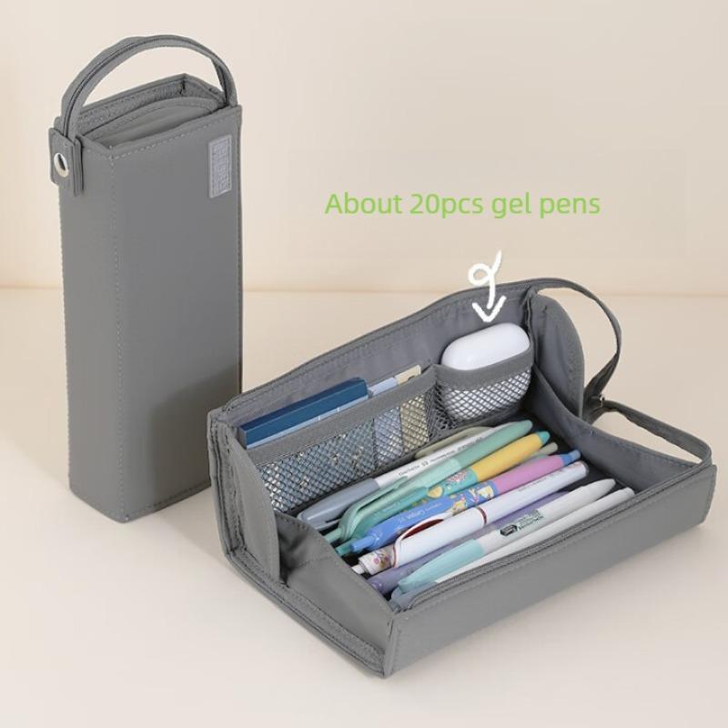 Large-capacity Durable Pen Bag with Mesh Pockets School Supplies Stationery Box Storage Stationery Simple Portable Pencil Case