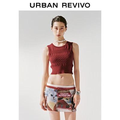 UR 2025 Women's Retro Cable Knit Sleeveless Sweater