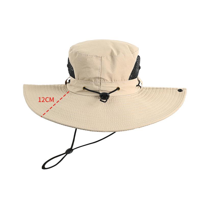 Summer Outdoor Extra-large Brim Hiking and Fishing Sun Hat, Sun Protection Breathable Windproof Sunshade High Temperature Resistant Fisherman Hat