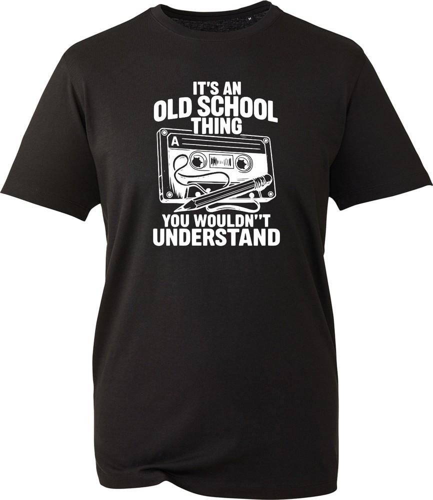 Old School Thing Cassette Tape T Shirt Unisex Black Cotton Retro Novelty Top
