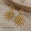 New Trend Women's Earrings Vintage Chic Sun Shaped Pendant Stainless Steel Earrings Statement Golden Fashion Jewlery Gift
