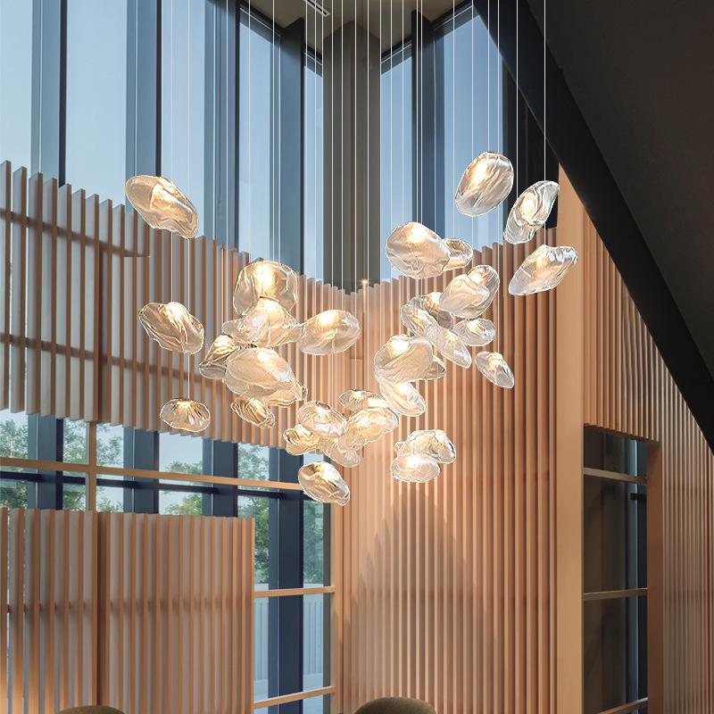 Designer Glass Cloud Staircase Pendant Light for Loft or Villa Living & Dining Rooms