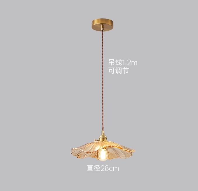 New Simple Retro Brass Glass Pendant Lights Warm Light Indoor Bedroom Bedside Dining Room Living Room Decoration Chandelier HOT