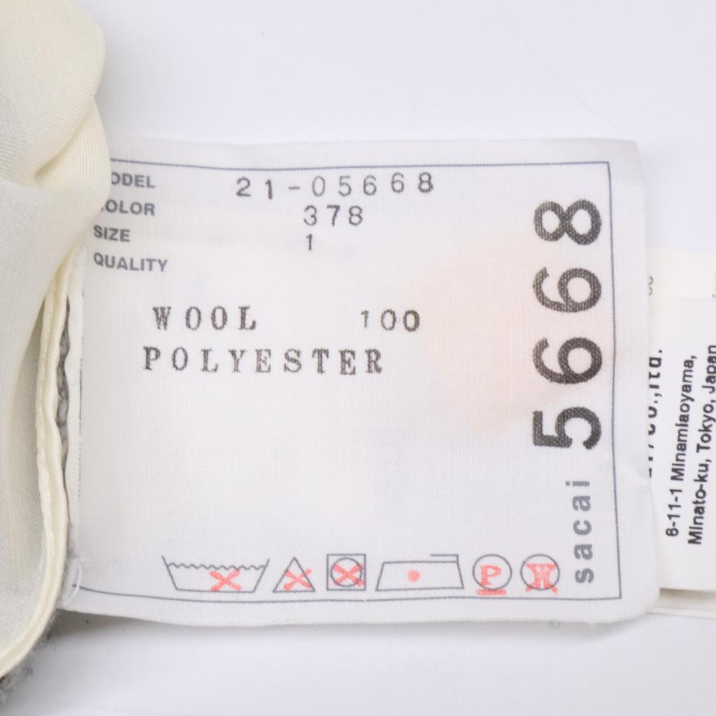 Sacai Gray 21-05668 Knit Switching One-piece Dress 1 grayUsed